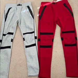 Red and white trillnation joggers